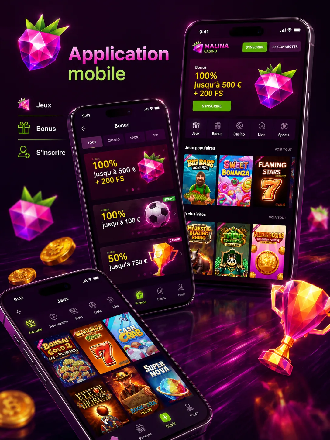 Malina Casino mobile account lobby