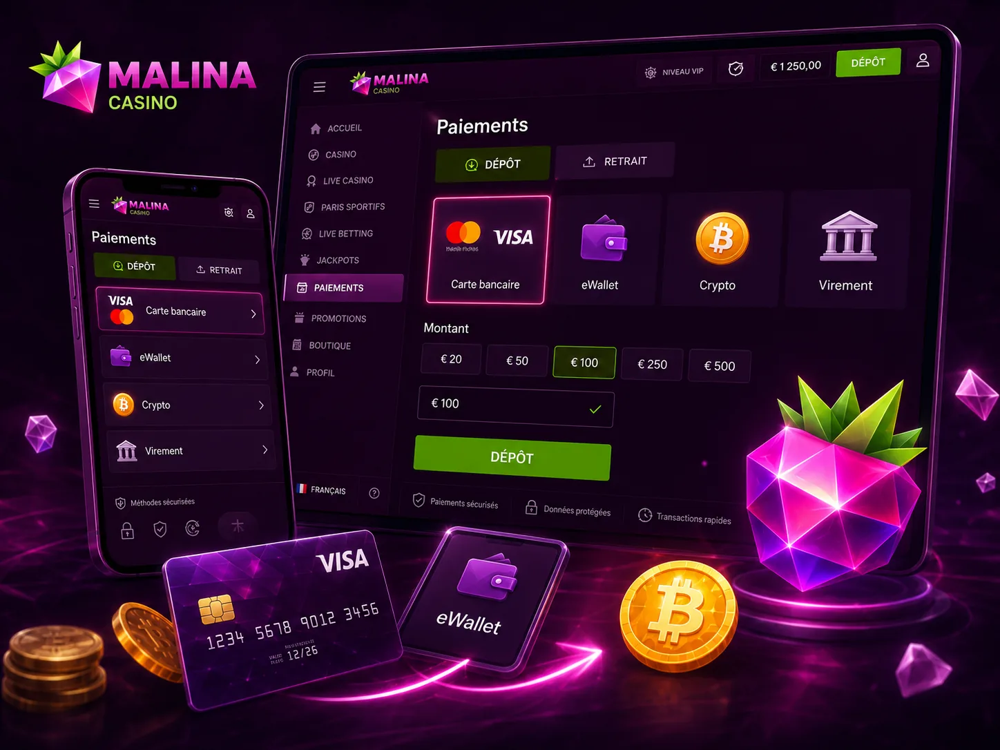 Malina Casino payment method screen