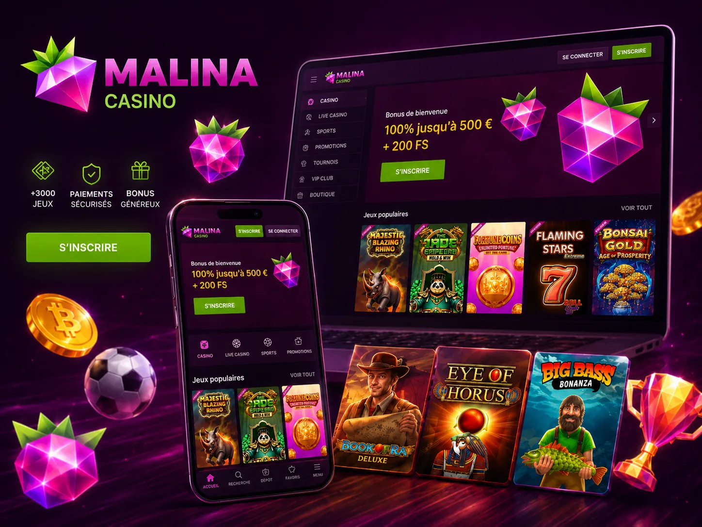 Malina Casino account bonus registration screen